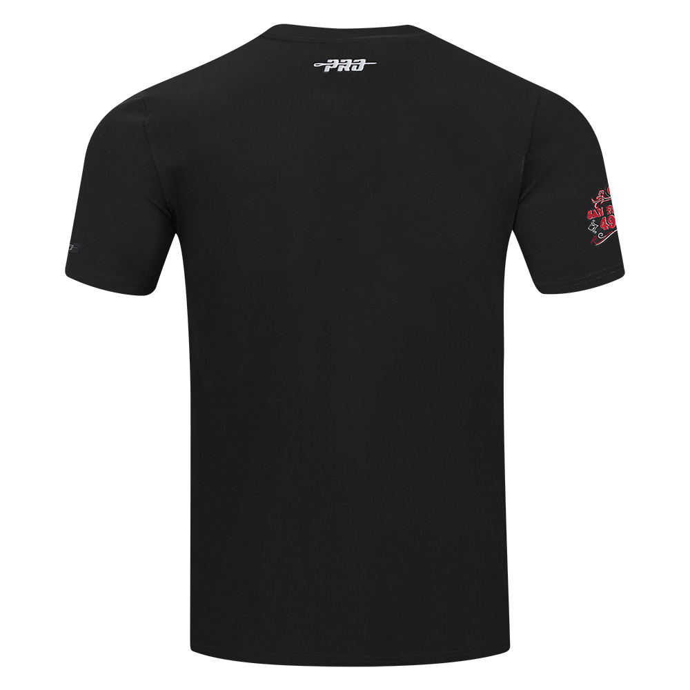 NFL SAN FRANCISCO 49ERS REBEL ATHLETICS T-SHIRT EN JERSEY SIMPLE À LOGO EMPILÉ POUR HOMME (NOIR)