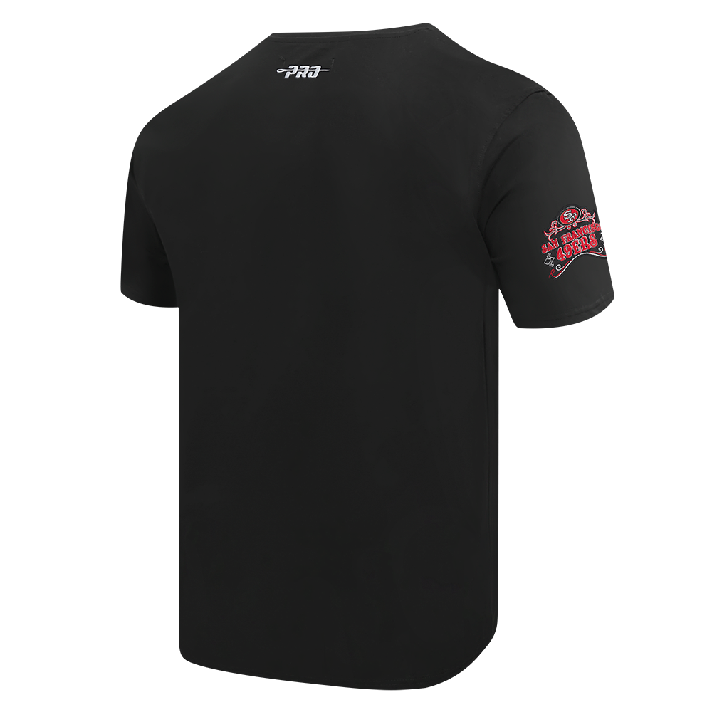 NFL SAN FRANCISCO 49ERS REBEL ATHLETICS T-SHIRT EN JERSEY SIMPLE À LOGO EMPILÉ POUR HOMME (NOIR)