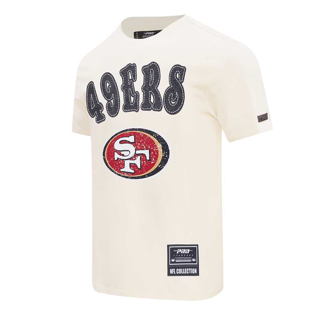 NFL SAN FRANCISCO 49ERS REBEL ATHLETICS STACKED LOGO MEN'S SJ TEE (EGGSHELL)