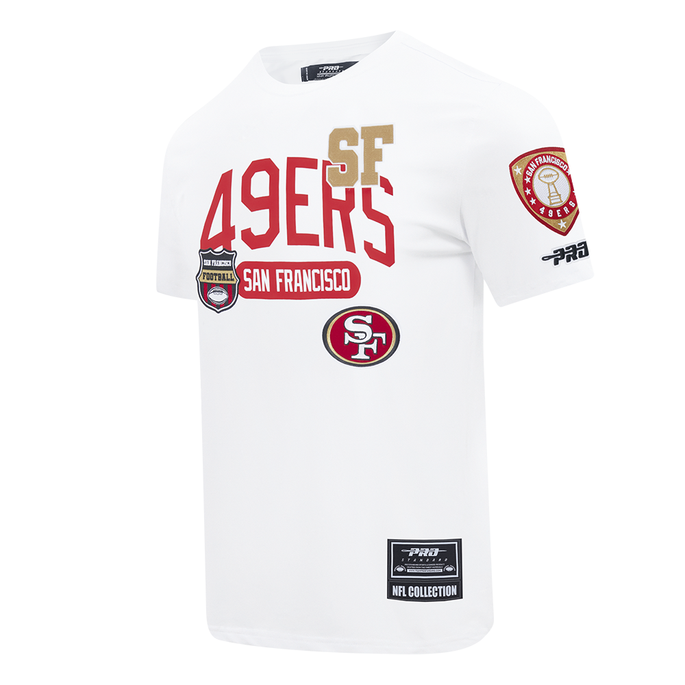 NFL SAN FRANCISCO 49ERS LETTERMAN T-SHIRT À MANCHES COURTES POUR HOMME (BLANC)