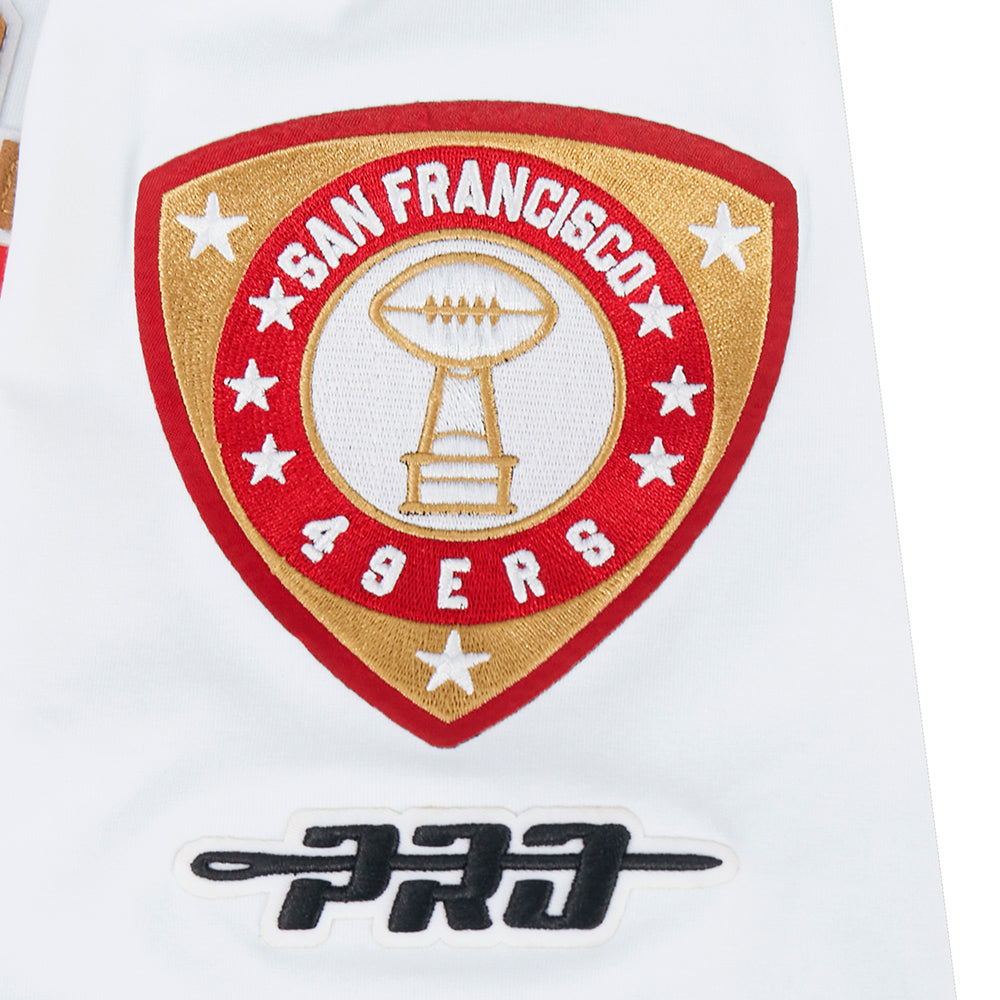 NFL SAN FRANCISCO 49ERS LETTERMAN T-SHIRT À MANCHES COURTES POUR HOMME (BLANC)