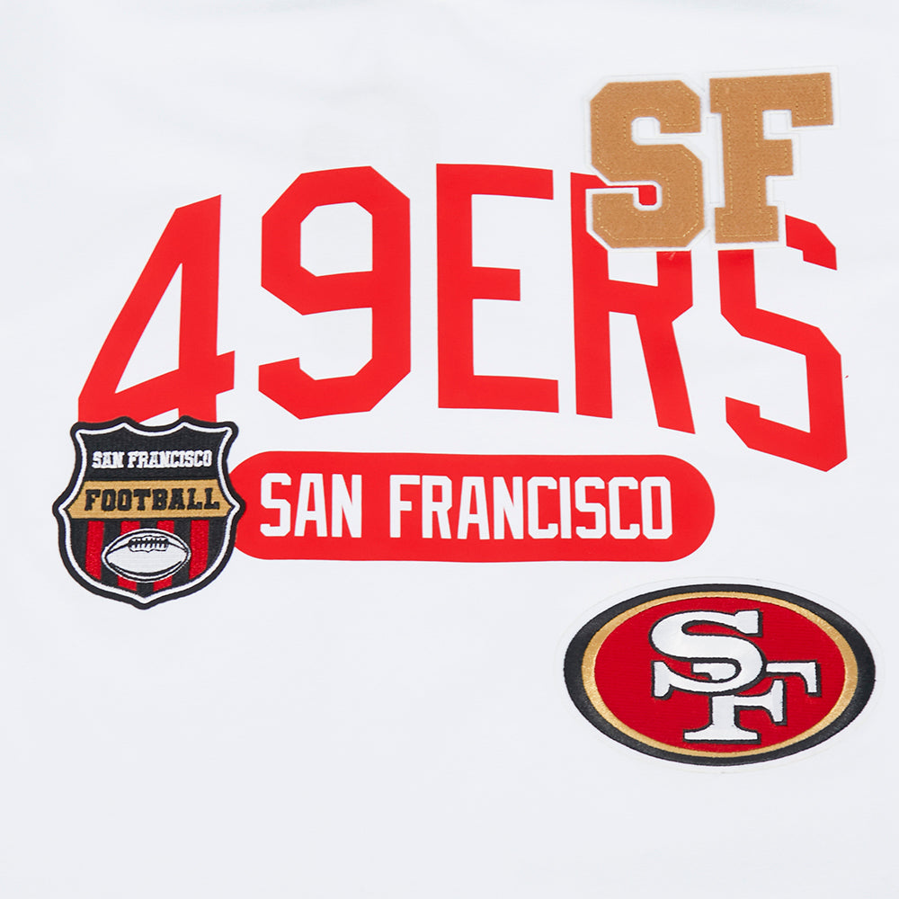 NFL SAN FRANCISCO 49ERS LETTERMAN T-SHIRT À MANCHES COURTES POUR HOMME (BLANC)