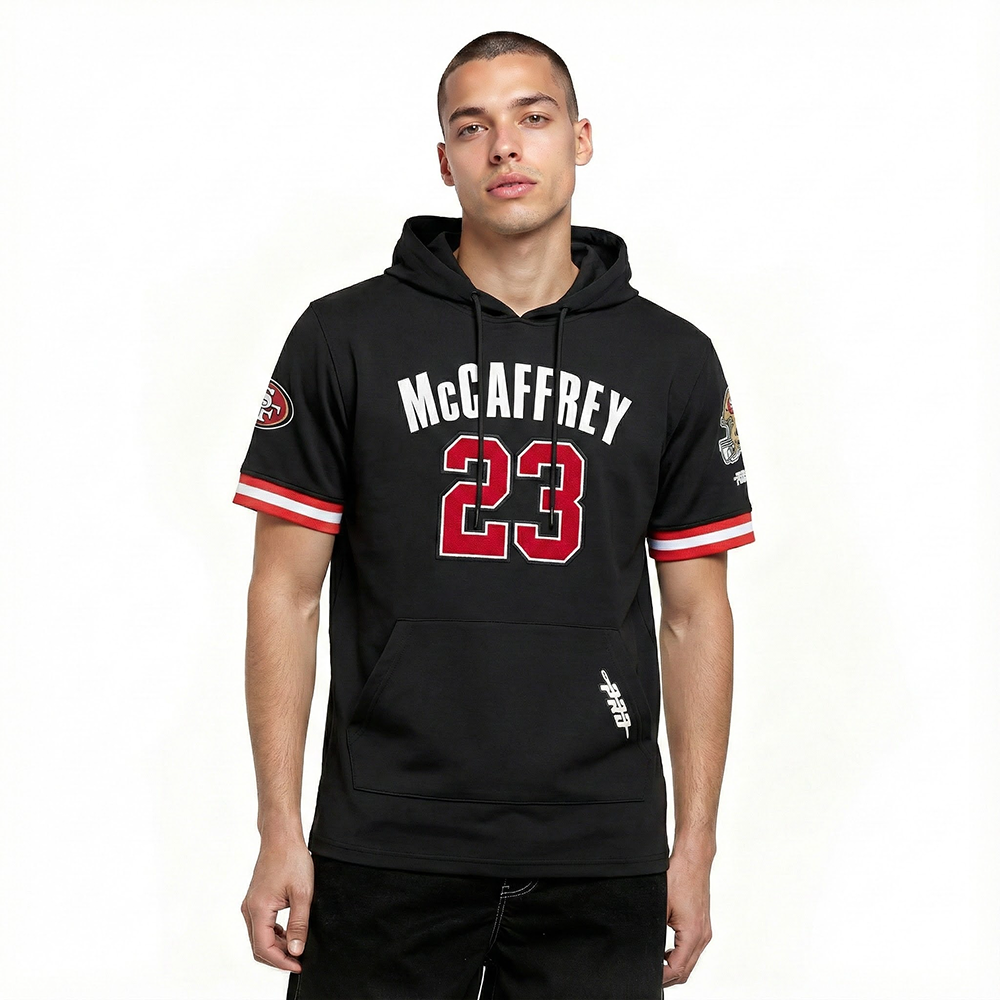 NFL SAN FRANCISCO 49ERS CHRISTIAN MCCAFFREY #23 CLASSIC PNN SS POUR HOMME (NOIR/ROUGE)