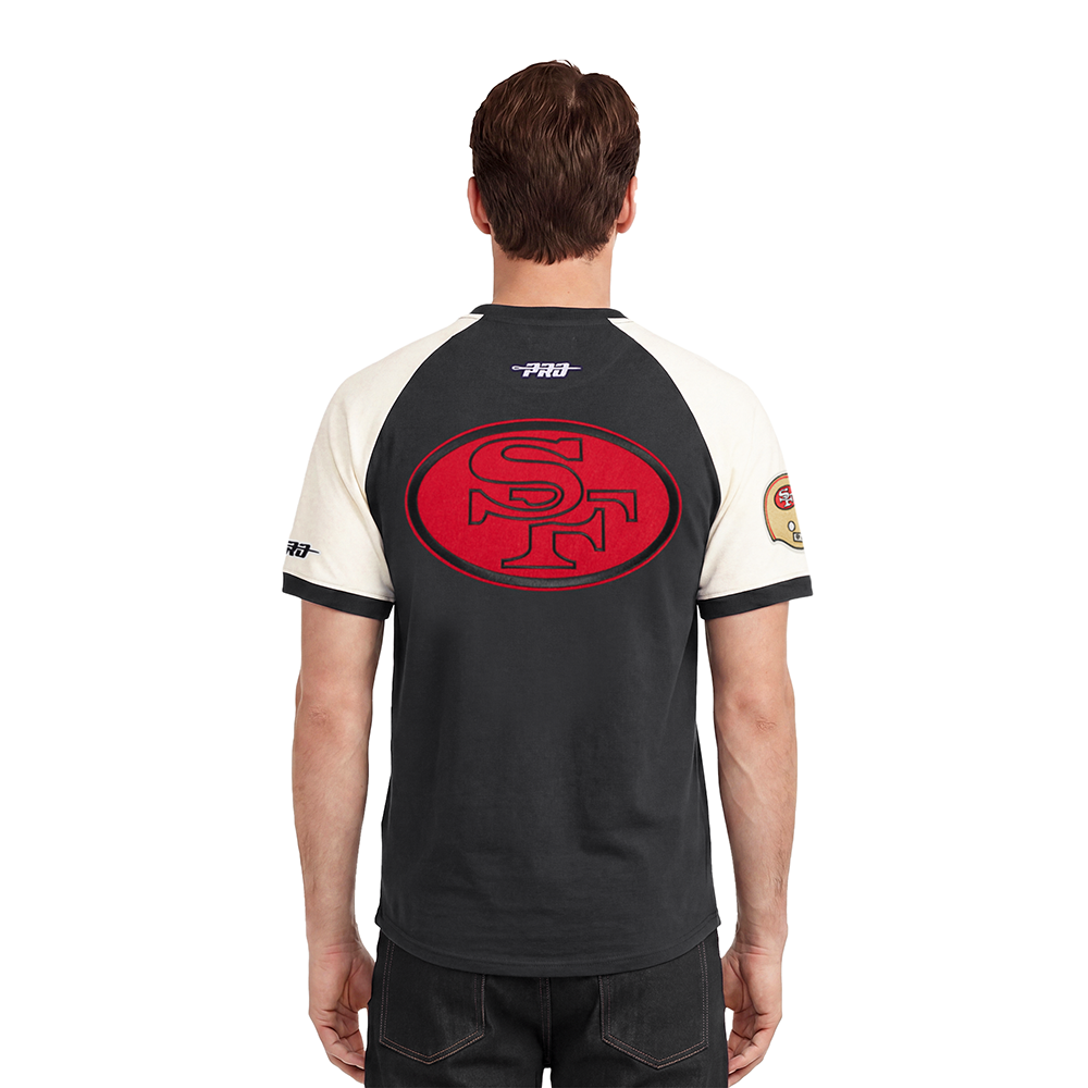 NFL SAN FRANCISCO 49ERS FIRST TEAM MEN'S RAGLAN TEE (EGGSHELL/ BLACK)