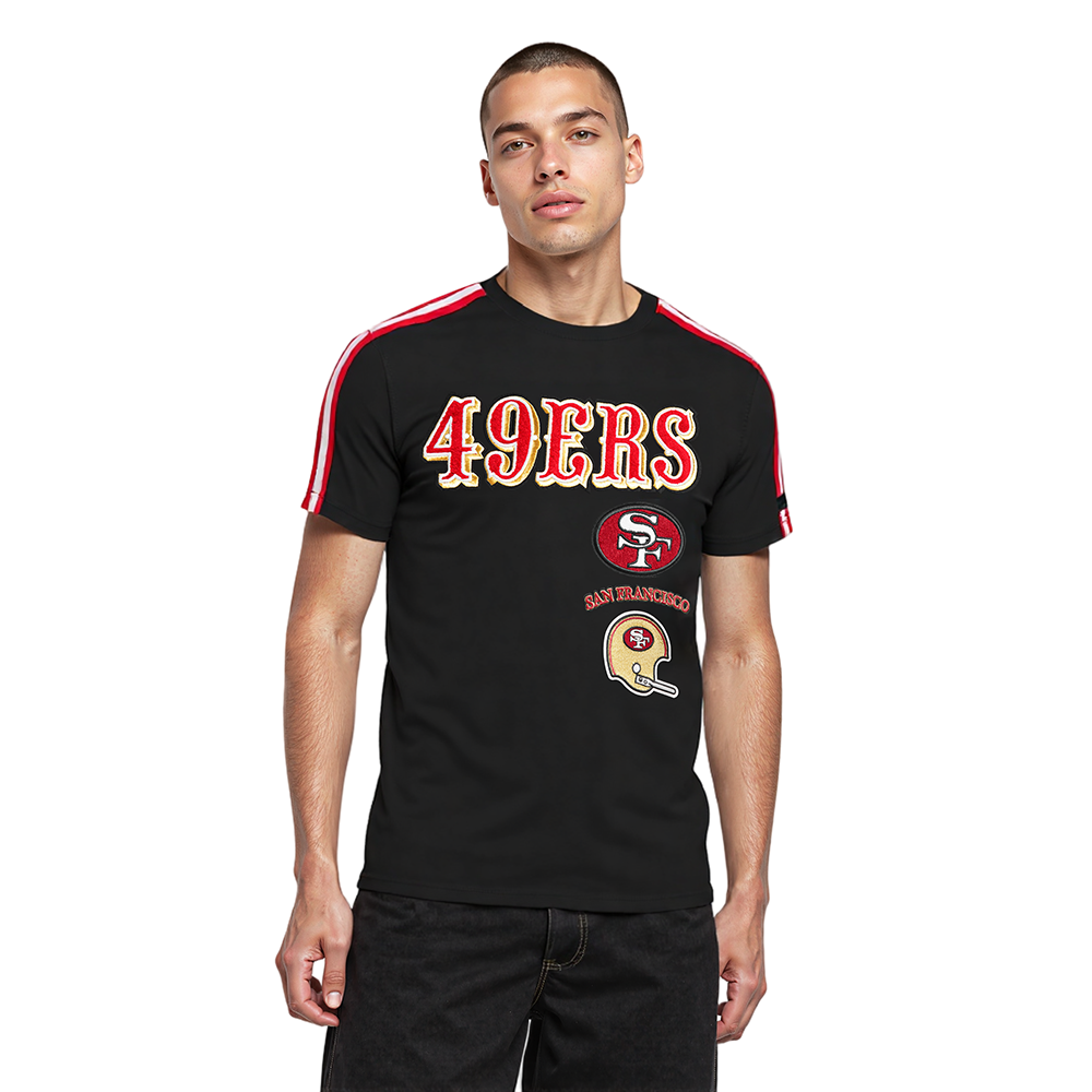 NFL SAN FRANCISCO 49ERS RETRO CLASSIC T-SHIRT À RAYURES POUR HOMME (NOIR/ROUGE)
