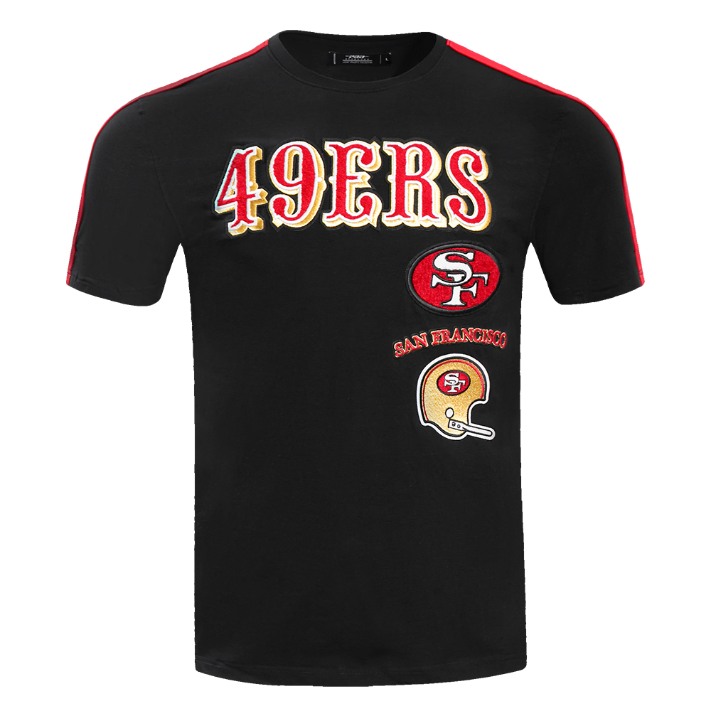 NFL SAN FRANCISCO 49ERS RETRO CLASSIC T-SHIRT À RAYURES POUR HOMME (NOIR/ROUGE)