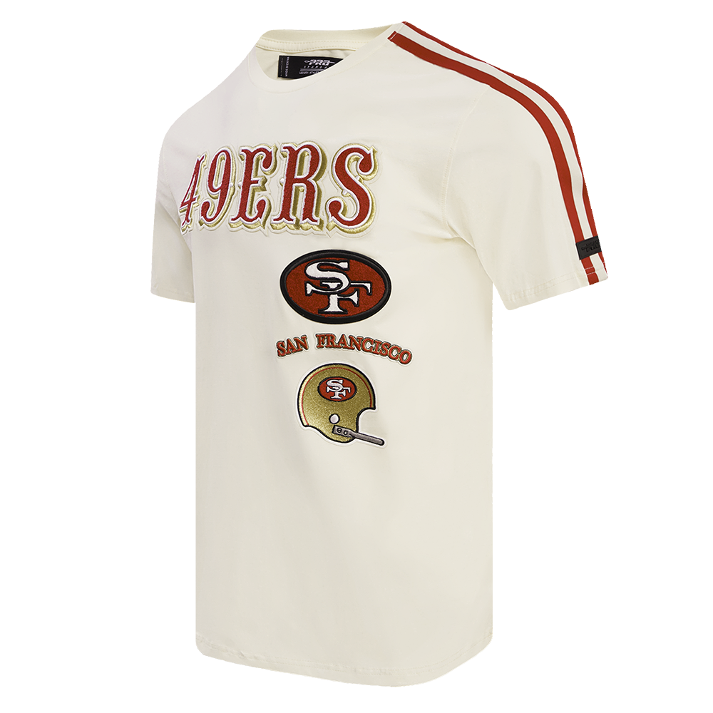 NFL SAN FRANCISCO 49ERS RETRO CLASSIC MEN'S STRIPED TEE (EGGSHELL/ RED)