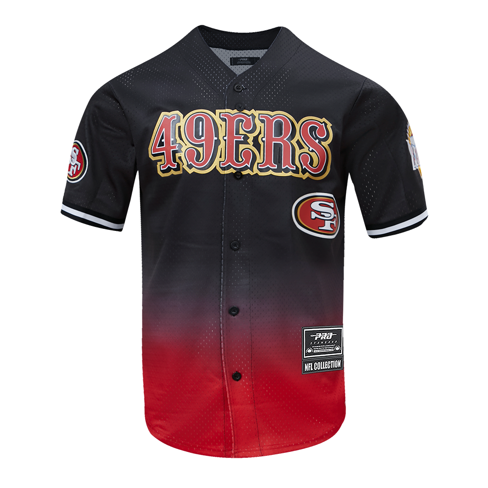 NFL SAN FRANCISCO 49ERS TEAM MEN'S MESH BUTTON DOWN JERSEY (BLACK/RED)