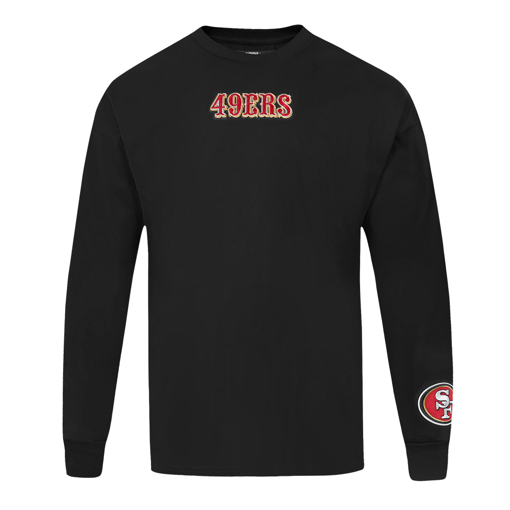 NFL SAN FRANCISCO 49ERS WINGSPAN MEN'S DROP SHOULDER LONG SLEEVE TEE (BLACK)