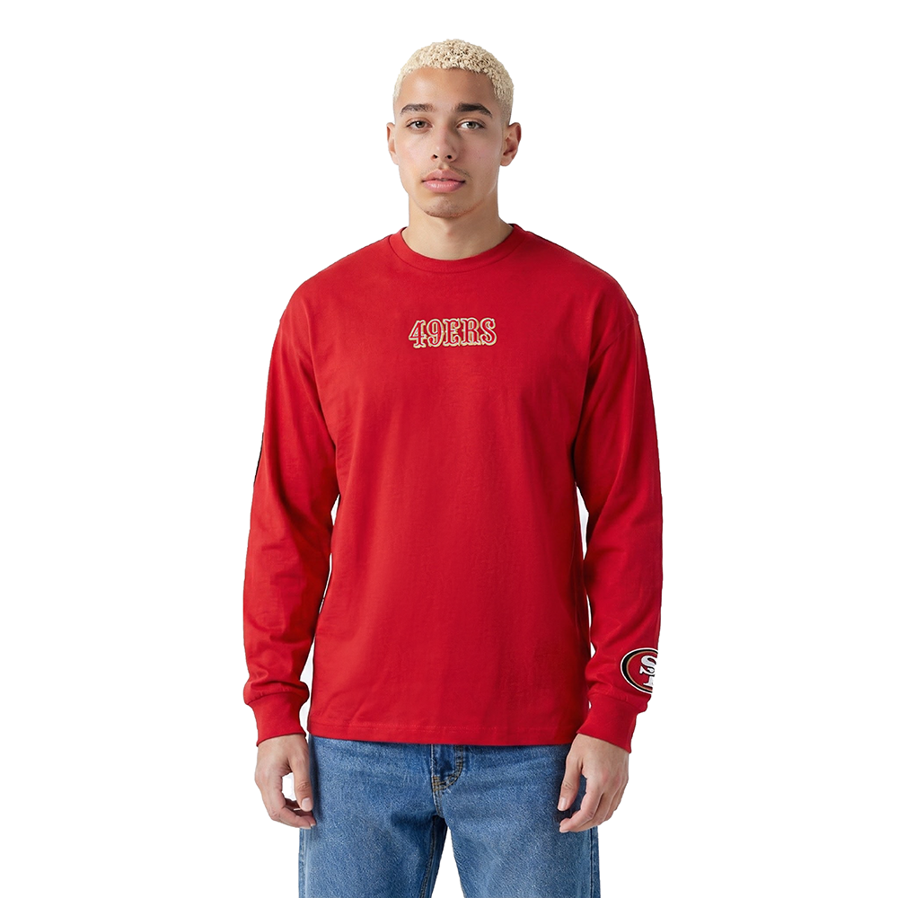 NFL SAN FRANCISCO 49ERS WINGSPAN T-SHIRT À MANCHES LONGUES ET À ÉPAULES TOMBANTES POUR HOMME (ROUGE)