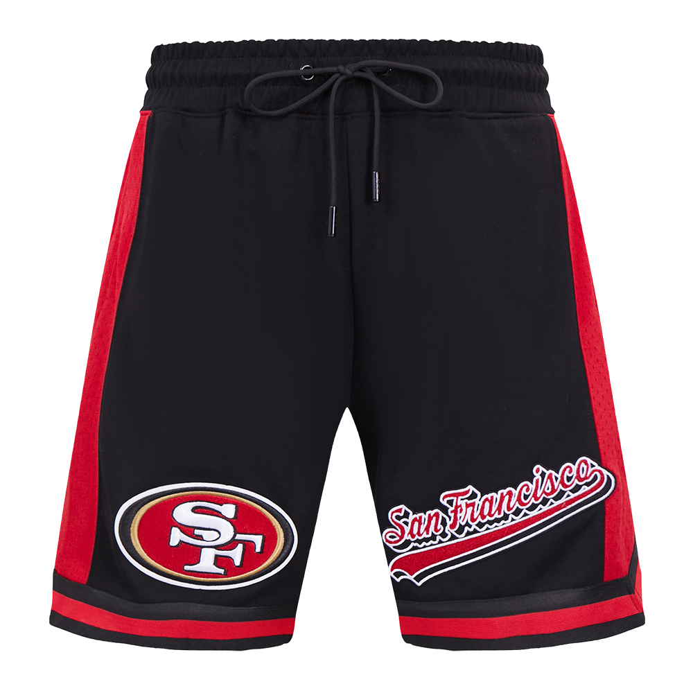 NFL SAN FRANCISCO 49ERS SCRIPT TAIL MEN'S DOUBLE KNIT 2.0 SHORT (BLACK/RED)