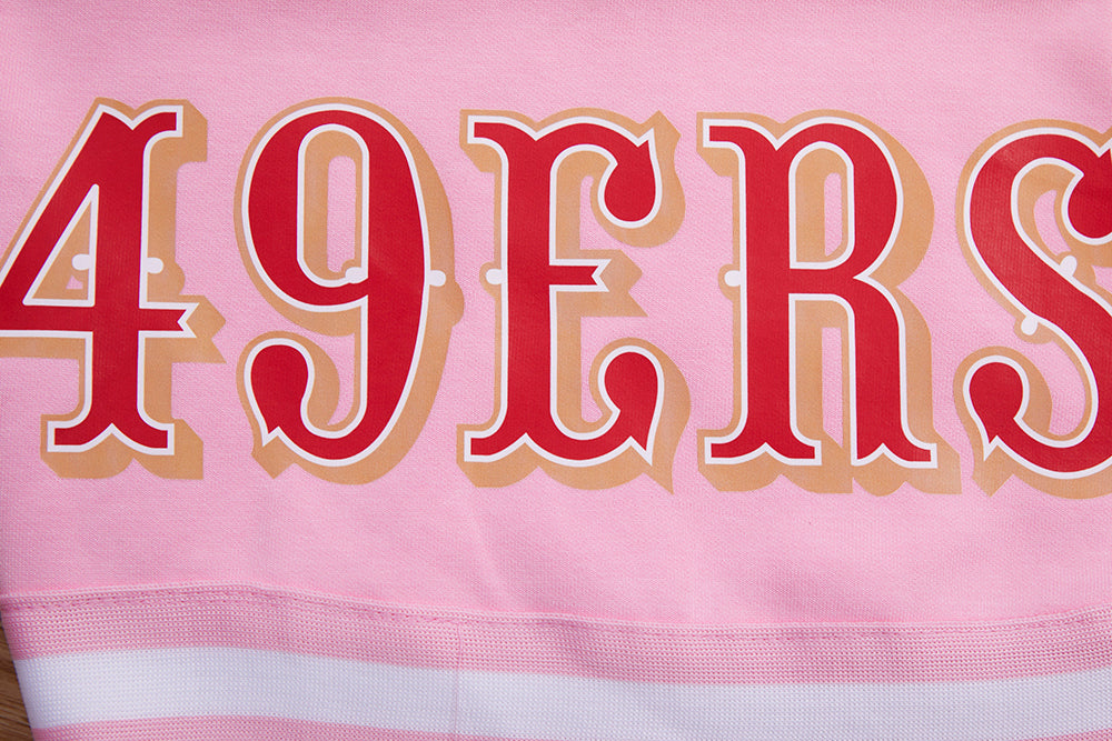 NFL SAN FRANCISCO 49ERS CLASSIC CHENILLE SHORT EN MAILLE DOUBLE (ROSE)