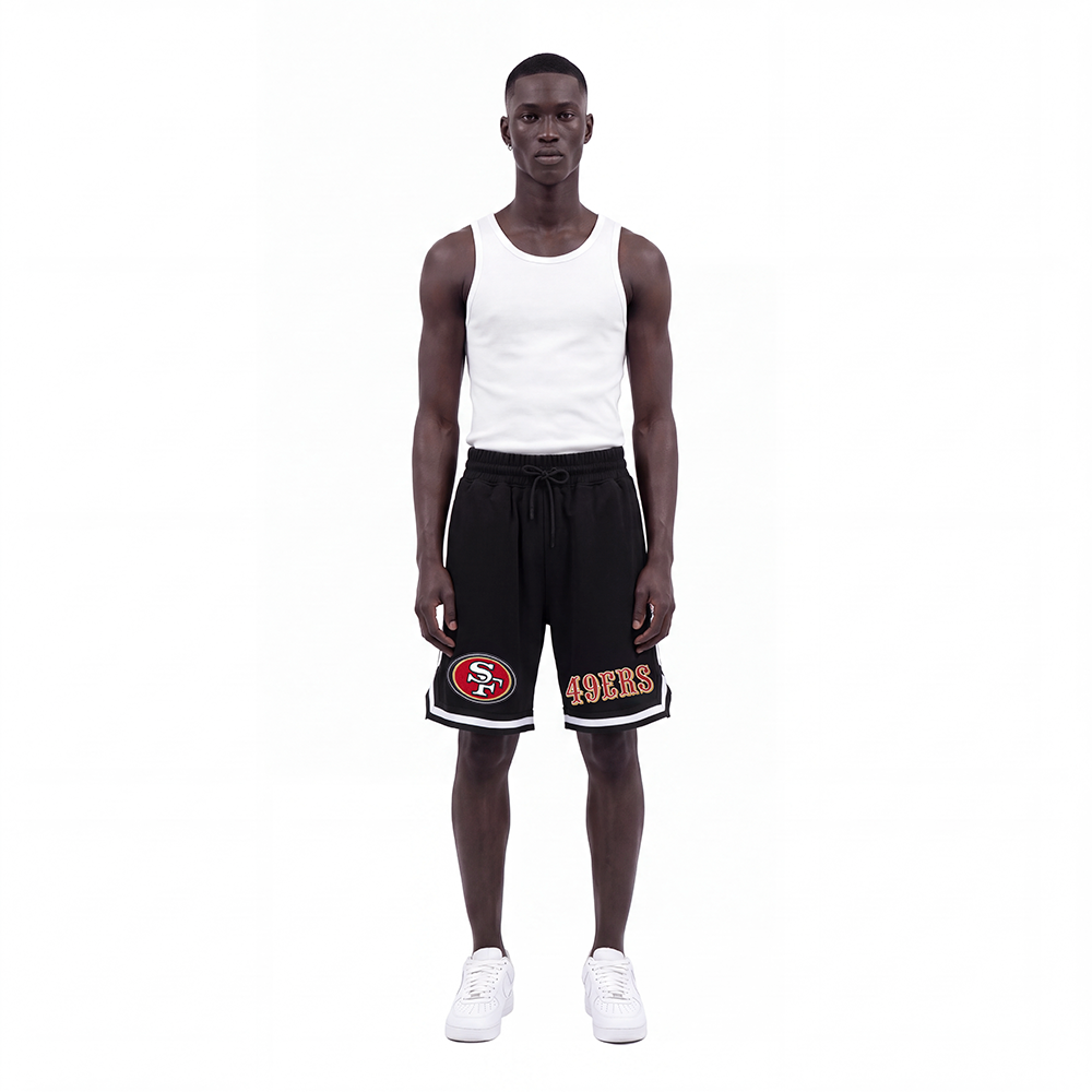 NFL SAN FRANCISCO 49ERS CLASSIC CHENILLE MEN'S SHORTS (BLACK)