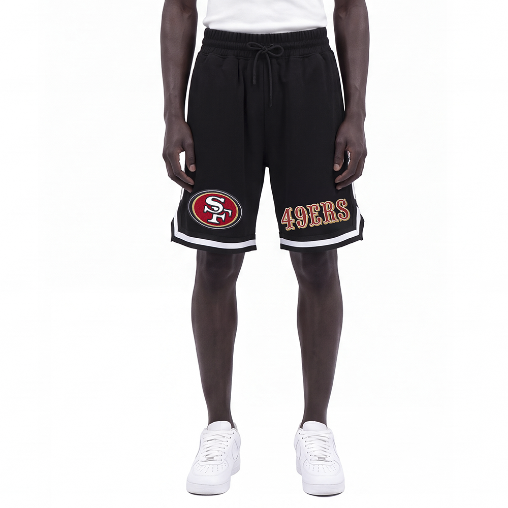NFL SAN FRANCISCO 49ERS CLASSIC CHENILLE MEN'S SHORTS (BLACK)