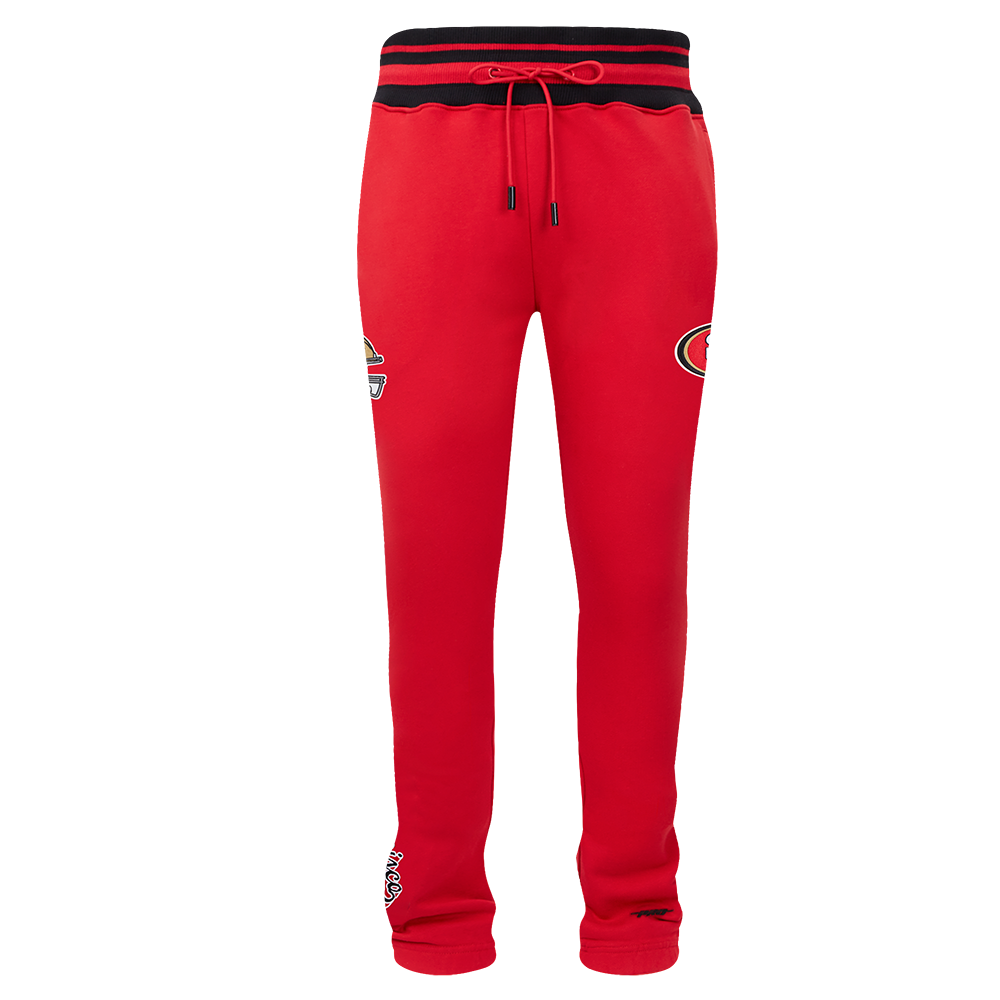 NFL SAN FRANCISCO 49ERS SCRIPT TAIL MEN'S RIB FLEECE SWEATPANT (RED/BLACK)