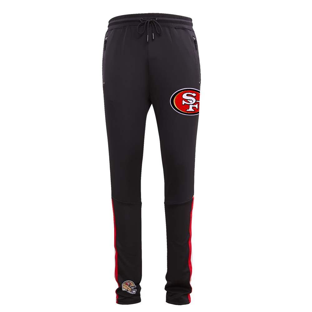 NFL SAN FRANCISCO 49ERS CLASSIC PANTALON D'ENTRAÎNEMENT EN MAILLE DOUBLE POUR HOMME (NOIR/ROUGE)