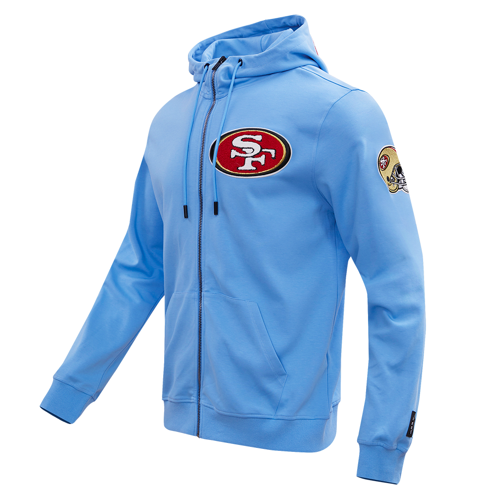 NFL SAN FRANCISCO 49ERS CLASSIC CHENILLE MEN'S FULL ZIP PULLOVER HOODIE (UNIVERSITY BLUE)