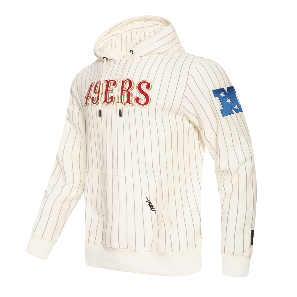 NFL SAN FRANCISCO 49ERS PINSTRIPE RETRO CLASSIC MEN'S RIB FLC PO HOODI (EGGSHELL/ GREY)