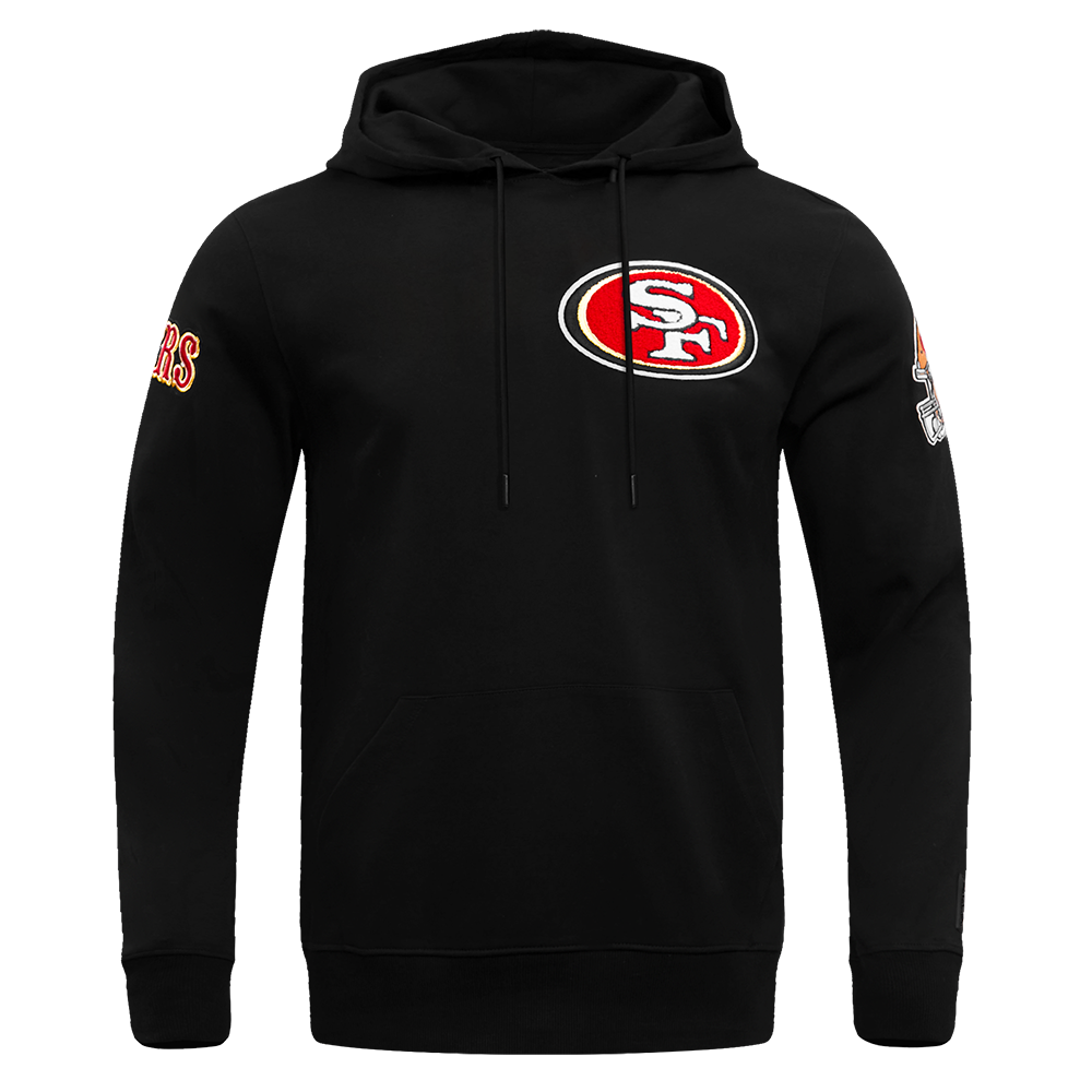 NFL SAN FRANCISCO 49ERS CLASSIC CHENILLE DOUBLE KNIT PULLOVER HOODIE (BLACK)