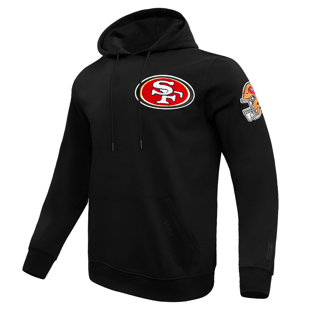 NFL SAN FRANCISCO 49ERS CLASSIC CHENILLE DOUBLE KNIT PULLOVER HOODIE (BLACK)
