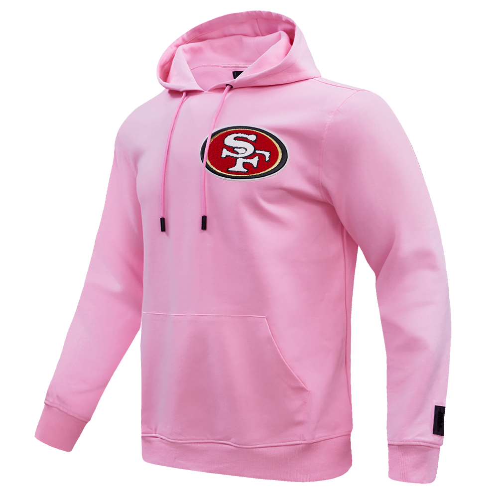 NFL SAN FRANCISCO 49ERS CLASSIC CHENILLE DOUBLE KNIT PULLOVER HOODIE (PINK)