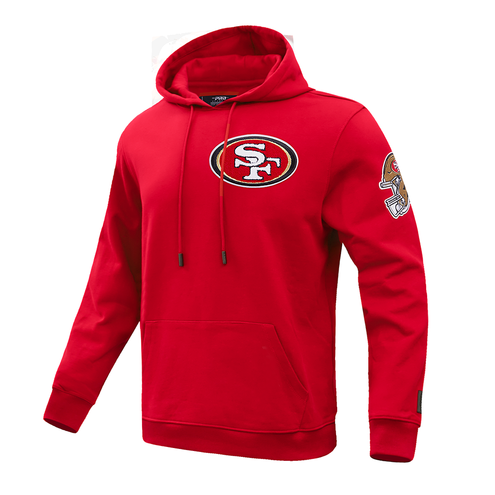 NFL SAN FRANCISCO 49ERS CLASSIC CHENILLE DOUBLE KNIT PULLOVER HOODIE (RED)