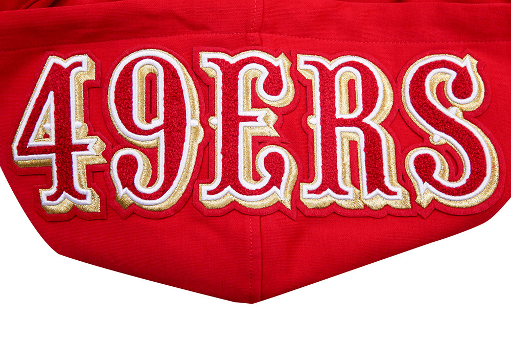 NFL SAN FRANCISCO 49ERS CLASSIC CHENILLE CHANDAIL À CAPUCHON EN MAILLE DOUBLE (ROUGE)