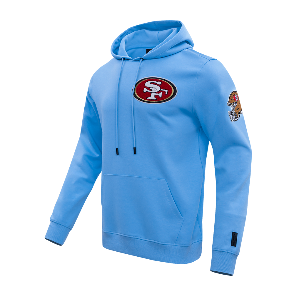 NFL SAN FRANCISCO 49ERS CLASSIC CHENILLE DOUBLE KNIT PULLOVER HOODIE (UNIVERSITY BLUE)