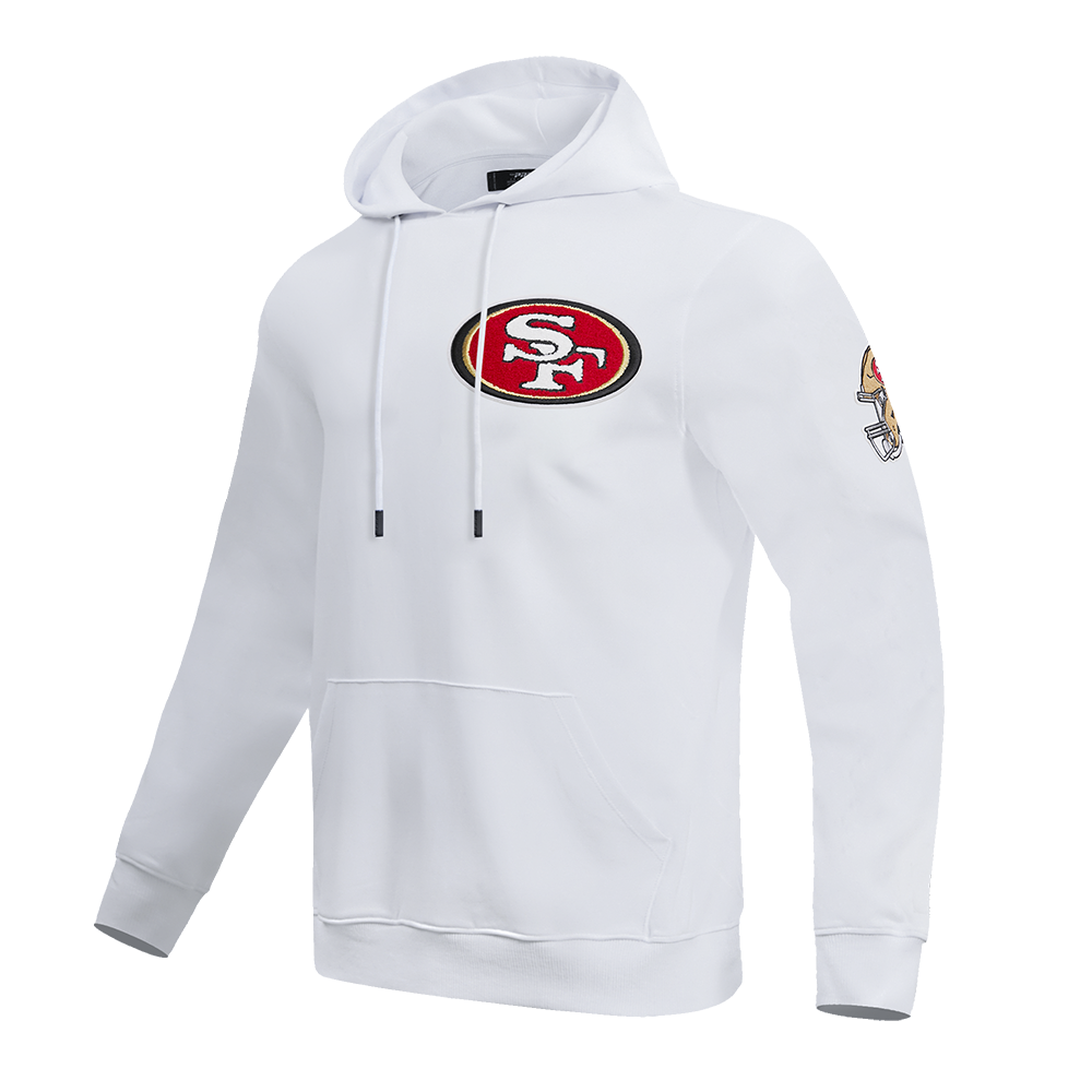 NFL SAN FRANCISCO 49ERS CLASSIC CHENILLE DOUBLE KNIT PULLOVER HOODIE (WHITE)