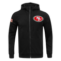 NFL SAN FRANCISCO 49ERS CLASSIC CHENILLE DOUBLE KNIT  FULL ZIP HOODIE (BLACK)