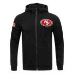 NFL SAN FRANCISCO 49ERS CLASSIC CHENILLE DOUBLE KNIT  FULL ZIP HOODIE (BLACK)