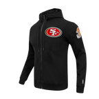 NFL SAN FRANCISCO 49ERS CLASSIC CHENILLE DOUBLE KNIT  FULL ZIP HOODIE (BLACK)