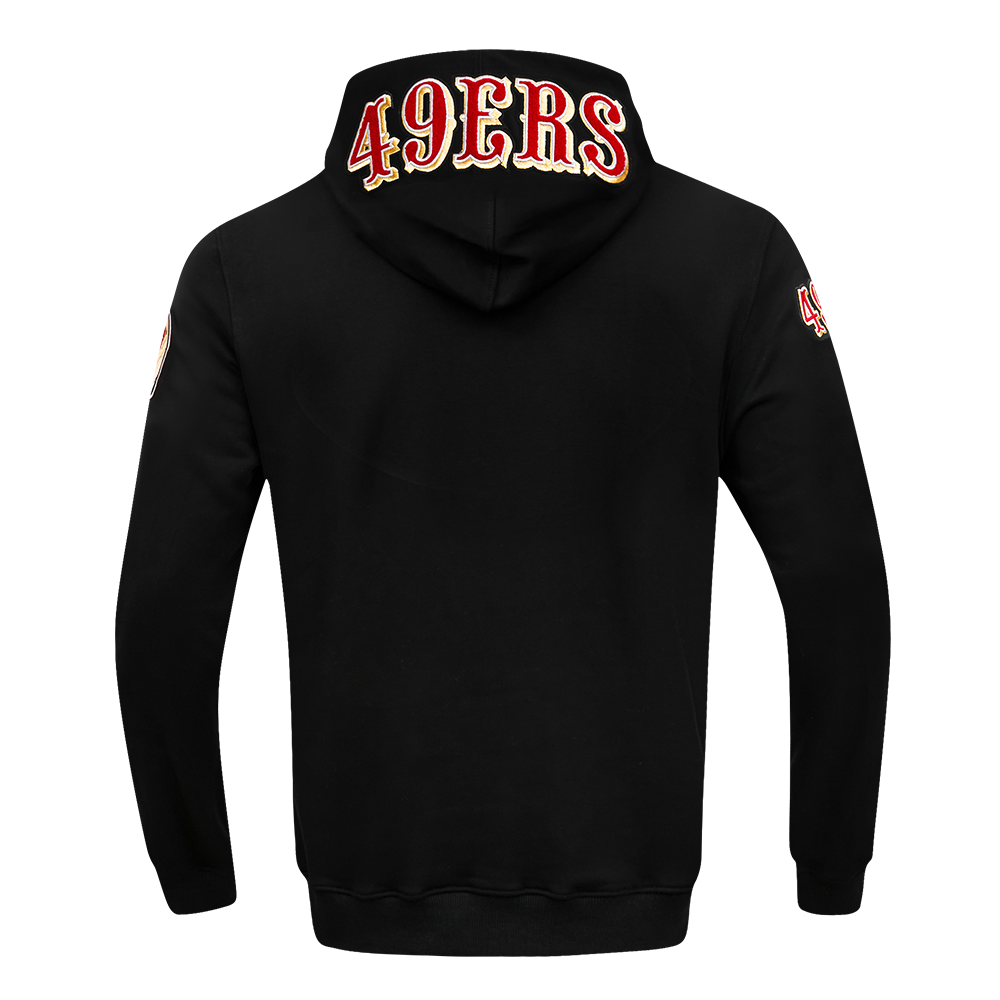 NFL SAN FRANCISCO 49ERS CLASSIC CHENILLE DOUBLE KNIT  FULL ZIP HOODIE (BLACK)