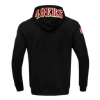 NFL SAN FRANCISCO 49ERS CLASSIC CHENILLE DOUBLE KNIT  FULL ZIP HOODIE (BLACK)