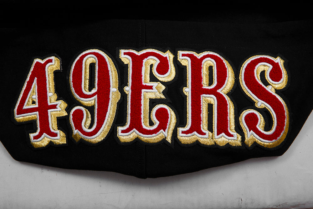 NFL SAN FRANCISCO 49ERS CLASSIC CHENILLE DOUBLE KNIT  FULL ZIP HOODIE (BLACK)