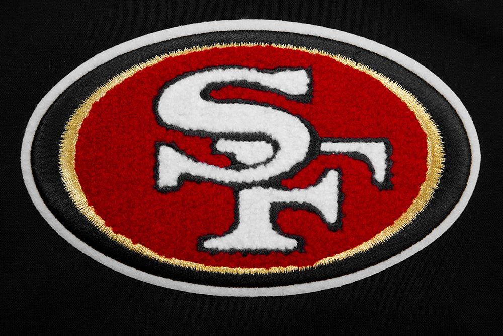 NFL SAN FRANCISCO 49ERS CLASSIC CHENILLE DOUBLE KNIT  FULL ZIP HOODIE (BLACK)