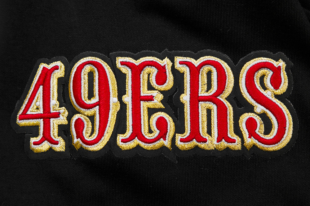 NFL SAN FRANCISCO 49ERS CLASSIC CHENILLE DOUBLE KNIT  FULL ZIP HOODIE (BLACK)