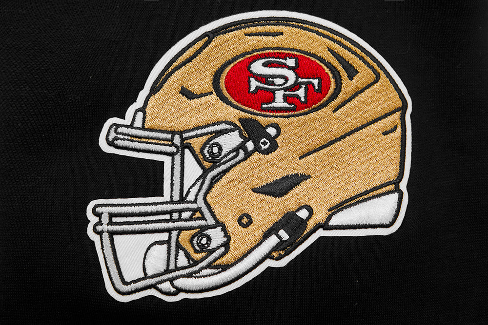 NFL SAN FRANCISCO 49ERS CLASSIC CHENILLE DOUBLE KNIT  FULL ZIP HOODIE (BLACK)