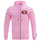 NFL SAN FRANCISCO 49ERS CLASSIC CHENILLE CHANDAIL À CAPUCHON EN MAILLE DOUBLE À GLISSIÈRE (ROSE)
