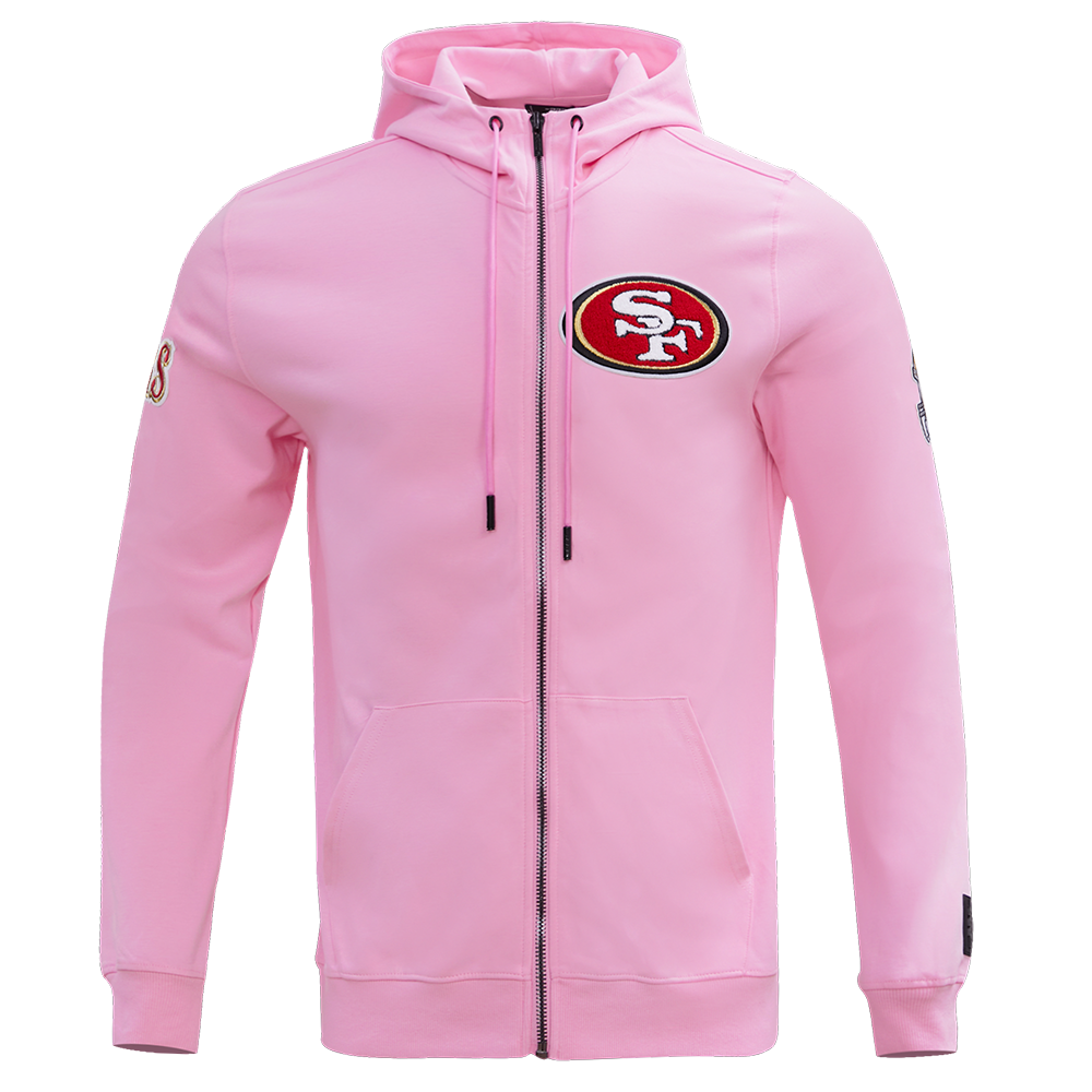 NFL SAN FRANCISCO 49ERS CLASSIC CHENILLE CHANDAIL À CAPUCHON EN MAILLE DOUBLE À GLISSIÈRE (ROSE)