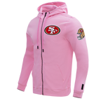 NFL SAN FRANCISCO 49ERS CLASSIC CHENILLE CHANDAIL À CAPUCHON EN MAILLE DOUBLE À GLISSIÈRE (ROSE)