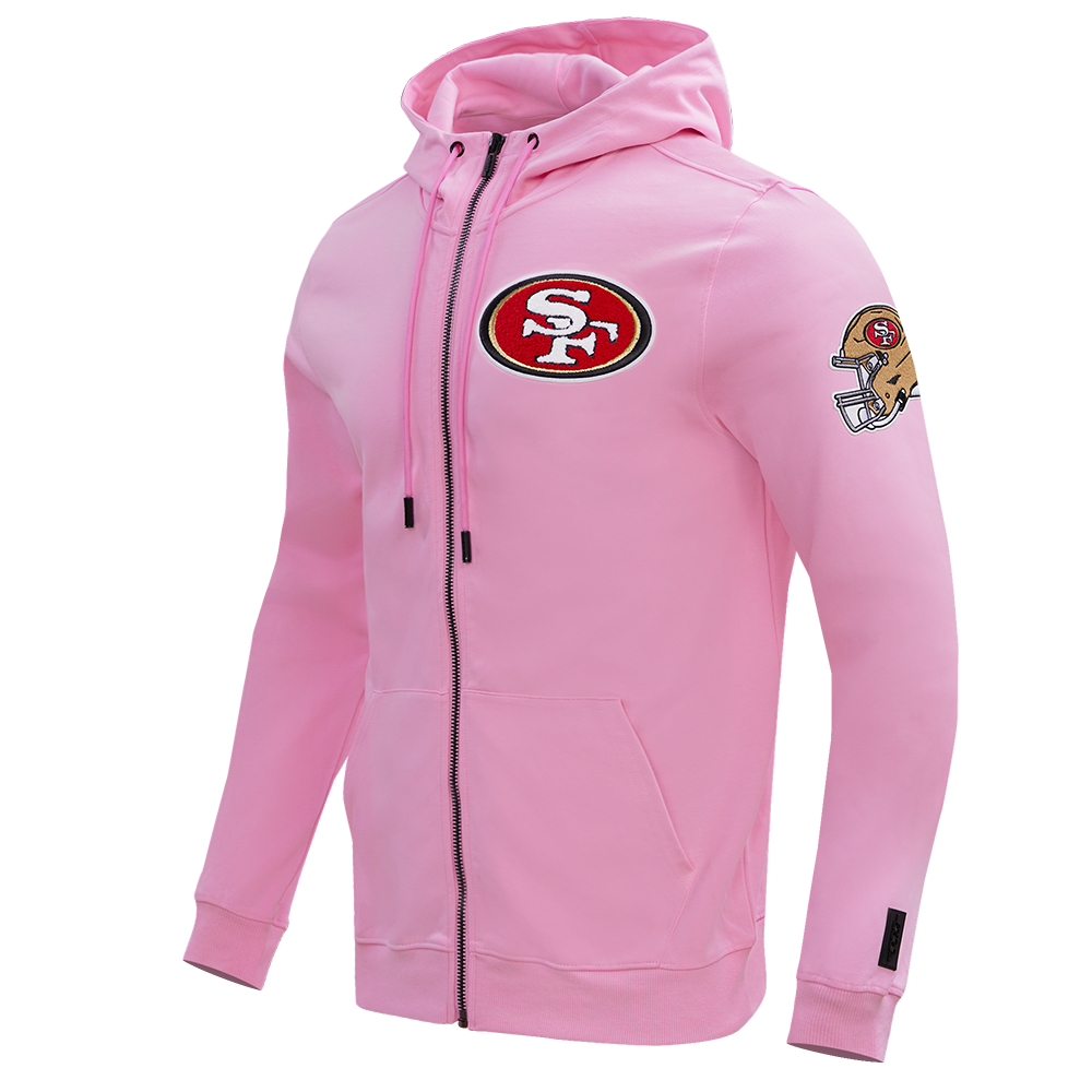 NFL SAN FRANCISCO 49ERS CLASSIC CHENILLE DOUBLE KNIT  FULL ZIP HOODIE (PINK)