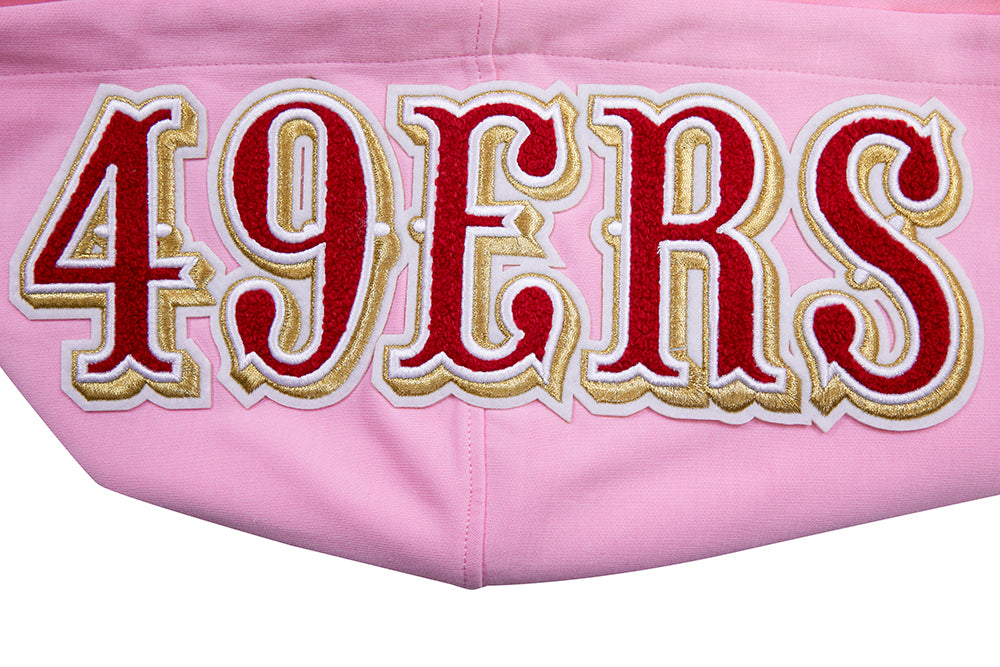 NFL SAN FRANCISCO 49ERS CLASSIC CHENILLE CHANDAIL À CAPUCHON EN MAILLE DOUBLE À GLISSIÈRE (ROSE)