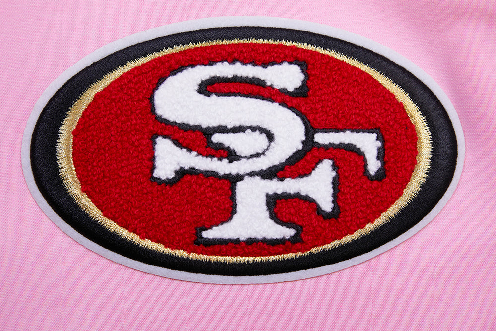 NFL SAN FRANCISCO 49ERS CLASSIC CHENILLE CHANDAIL À CAPUCHON EN MAILLE DOUBLE À GLISSIÈRE (ROSE)