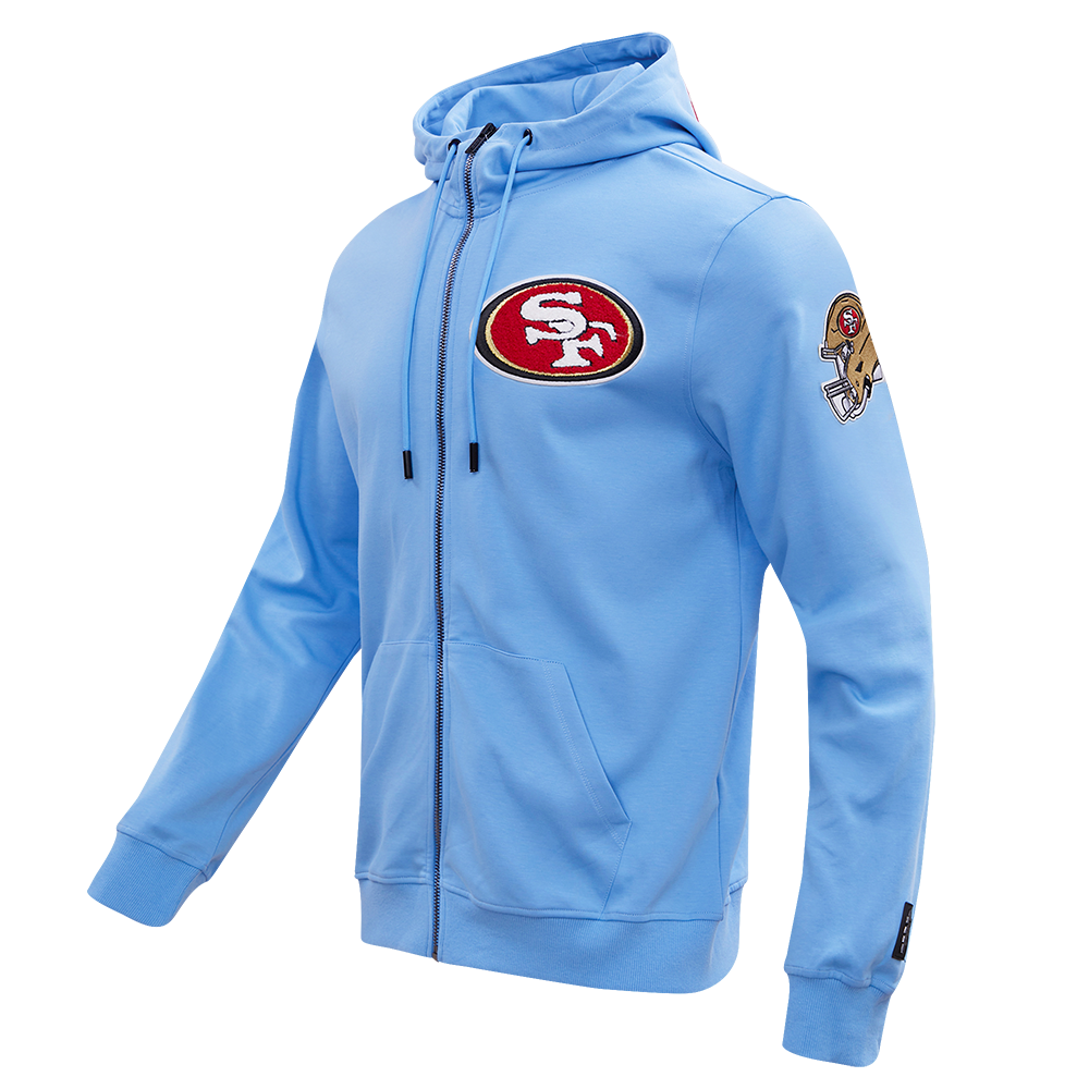 NFL SAN FRANCISCO 49ERS CLASSIC CHENILLE DOUBLE KNIT  FULL ZIP HOODIE (UNIVERSITY BLUE)