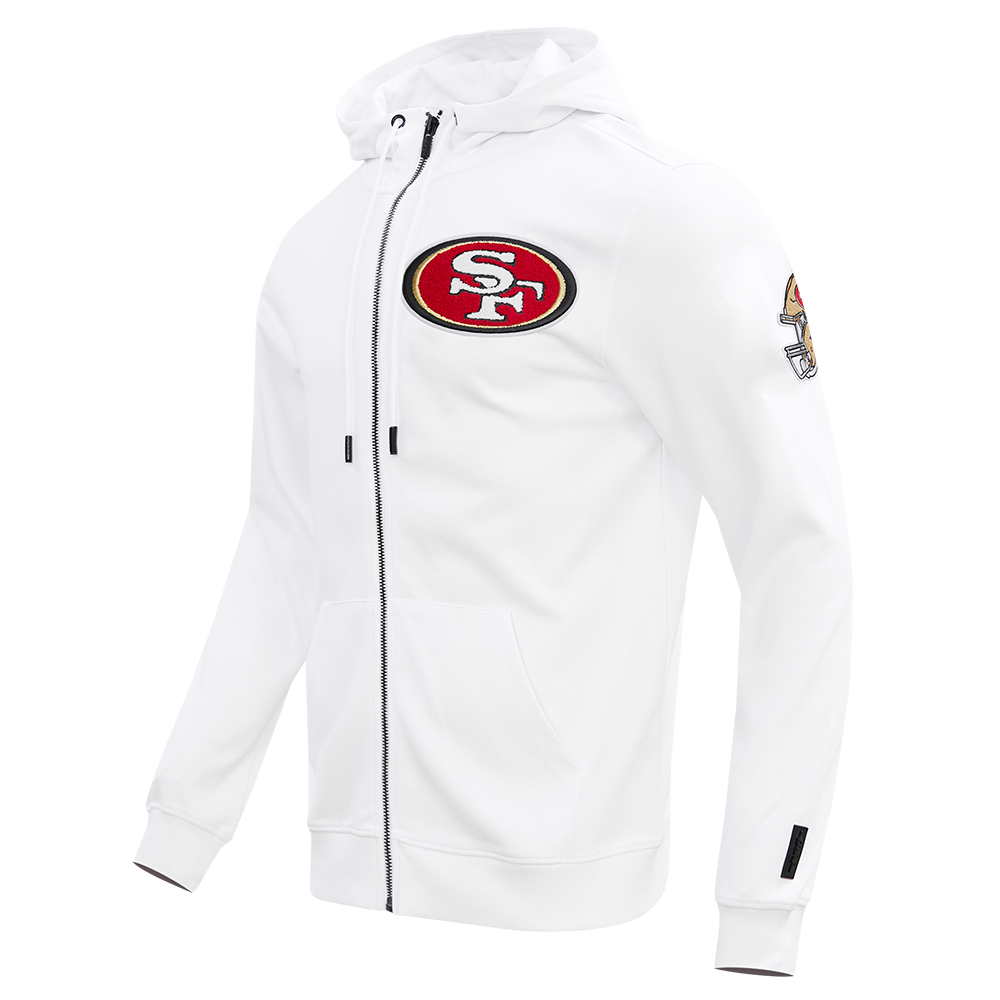 NFL SAN FRANCISCO 49ERS CLASSIC CHENILLE DOUBLE KNIT  FULL ZIP HOODIE (WHITE)