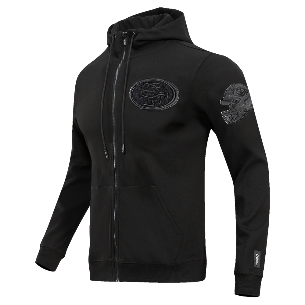 NFL SAN FRANCISCO 49ERS TRIPLE BLACK CHANDAIL À CAPUCHON EN MAILLE DOUBLE (TRIPLE NOIR)