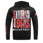 NFL SAN FRANCISCO 49ERS CHRISTIAN MCCAFFREY #23 REMIX AVATAR CHANDAIL À CAPUCHON EN MOLLETON POUR HOMME (NOIR)