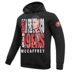 NFL SAN FRANCISCO 49ERS CHRISTIAN MCCAFFREY #23 REMIX AVATAR CHANDAIL À CAPUCHON EN MOLLETON POUR HOMME (NOIR)