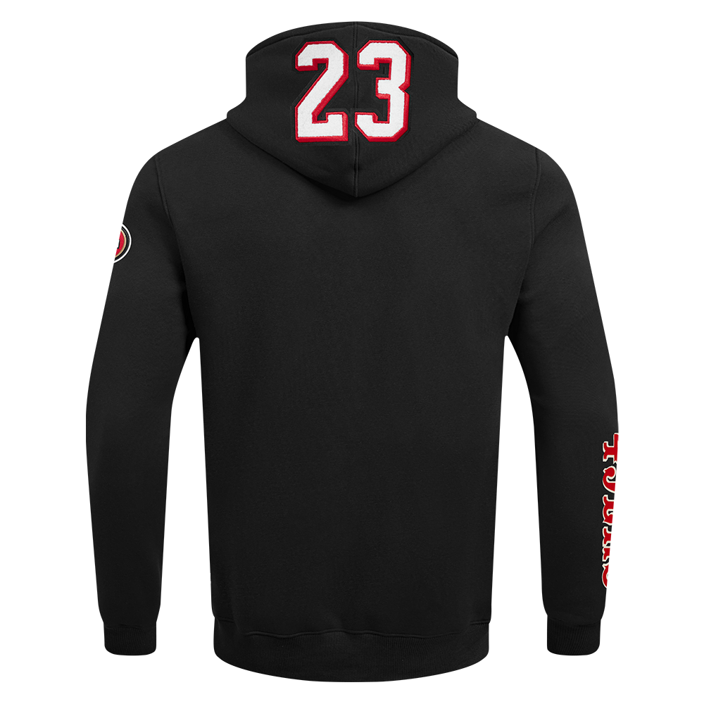 NFL SAN FRANCISCO 49ERS CHRISTIAN MCCAFFREY #23 REMIX AVATAR CHANDAIL À CAPUCHON EN MOLLETON POUR HOMME (NOIR)